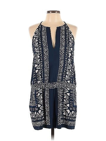 BCBGMAXAZRIA 100 Polyester Aztec Or Tribal Print Blue Romper Size