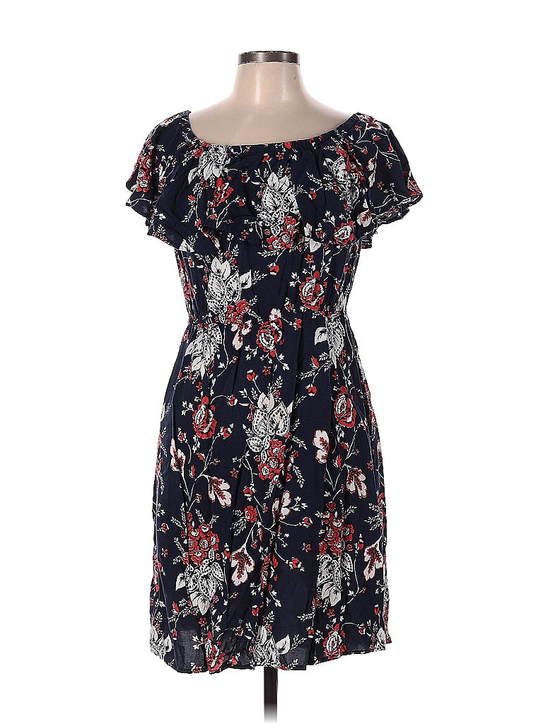 Westport 1962 100% Rayon Floral Multi Color Blue Cocktail Dress Size L ...