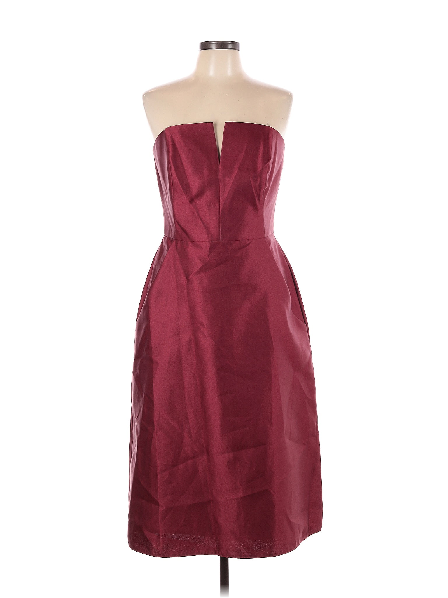 Alfred Sung 100 Polyester Solid Maroon Burgundy Cocktail Dress Size 12