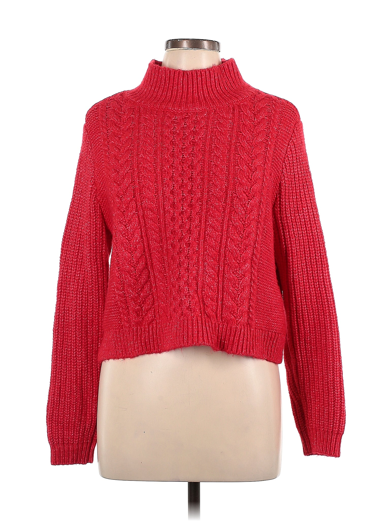 Ann Taylor Loft Color Block Solid Red Pullover Sweater Size L 69 Off