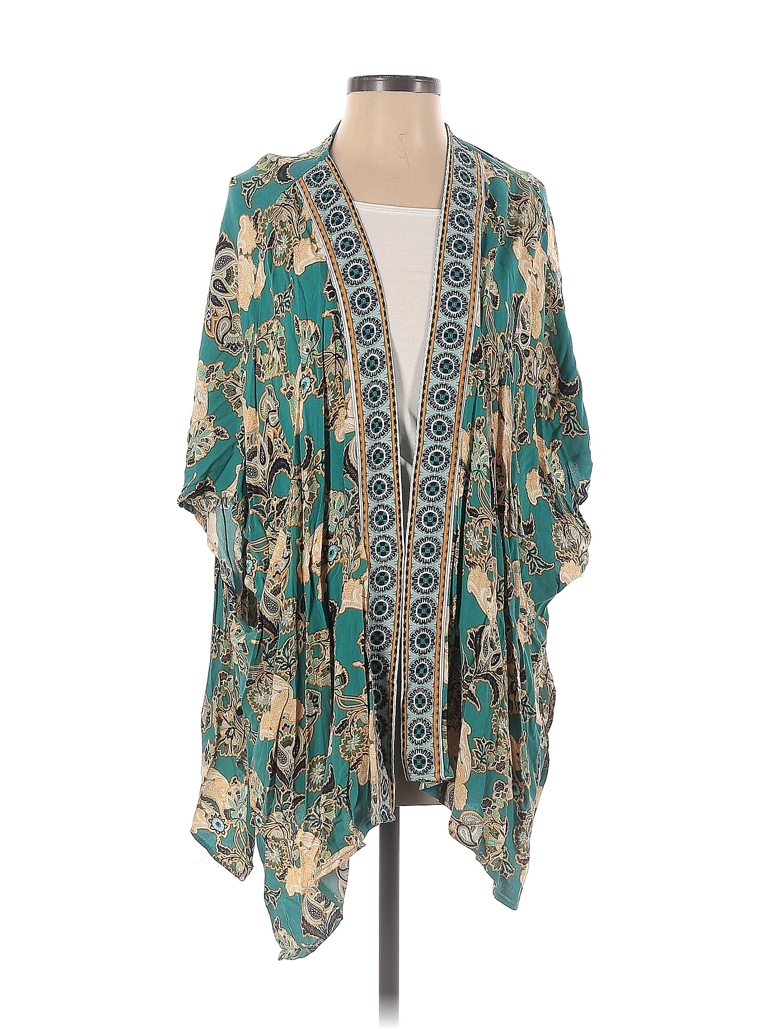 Knox Rose 100% Rayon Teal Kimono Size Med - Lg - 15% off | ThredUp