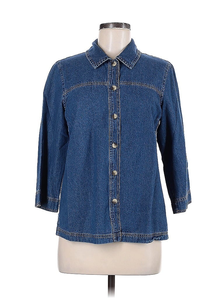 Serengeti 100% Cotton Blue Long Sleeve Button-Down Shirt Size M - photo 1