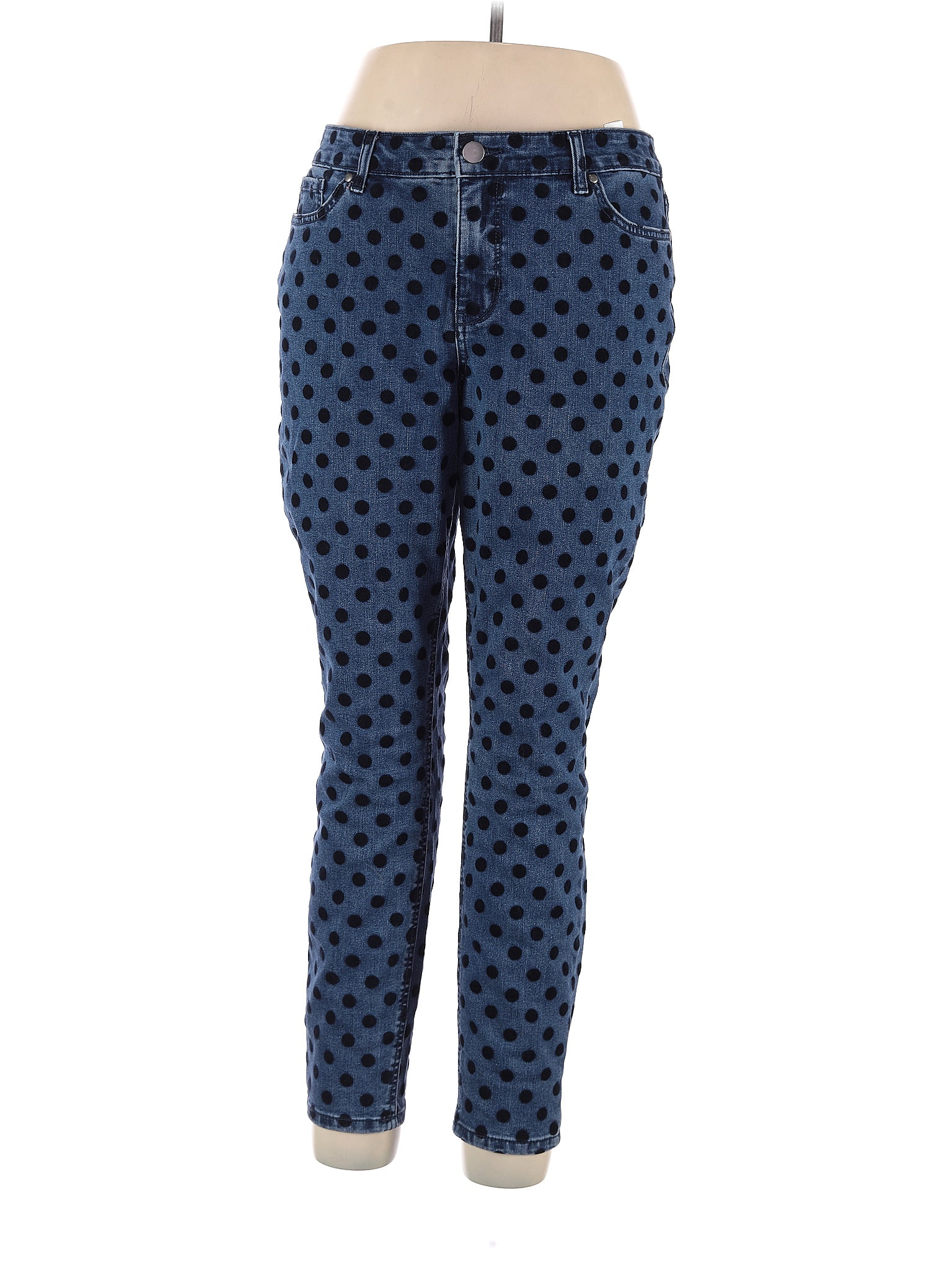 Crown & Ivy Polka Dots Blue Jeans Size 14 - 58% off