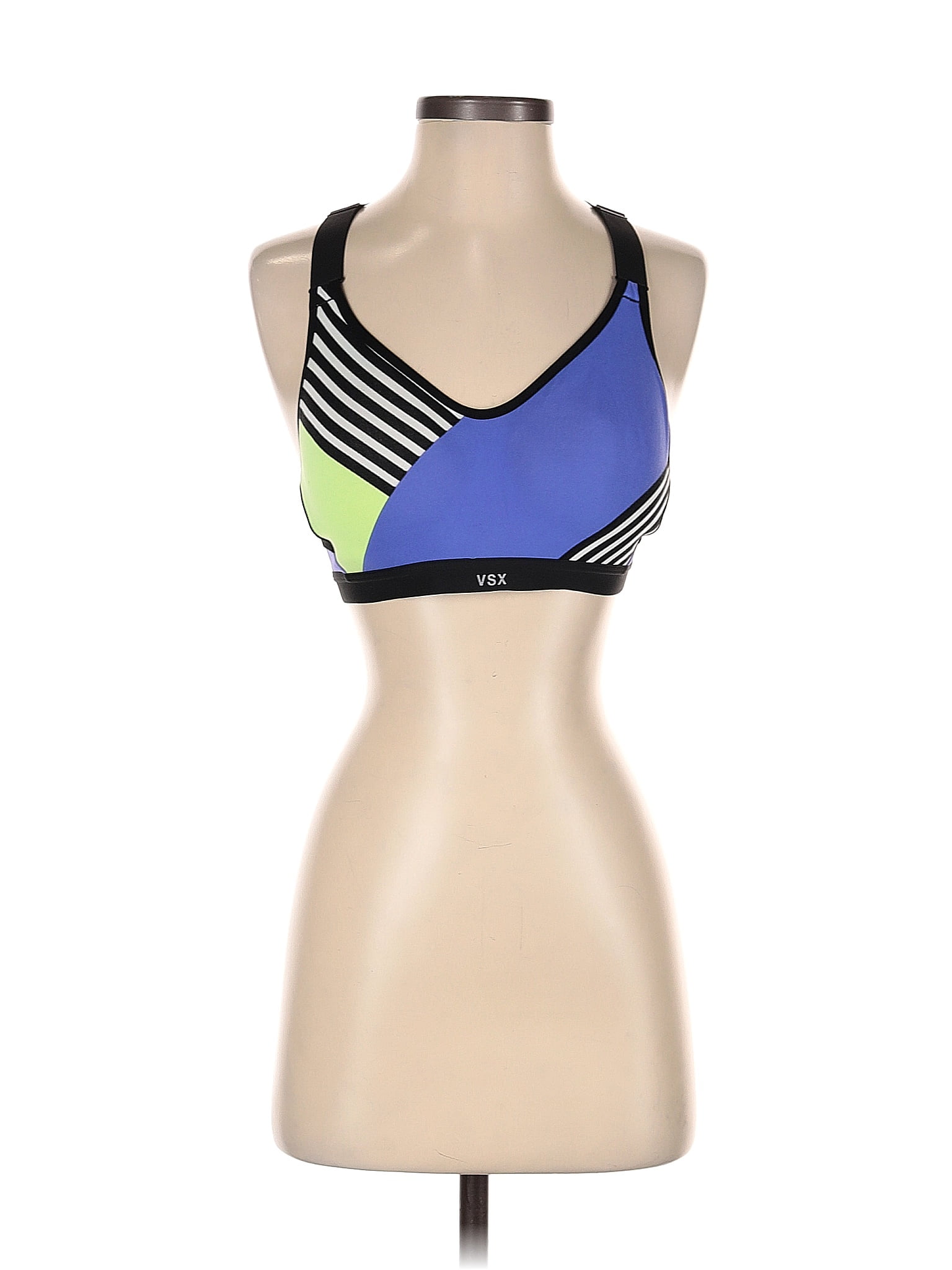 VSX Sport 100% Polyester Color Block Graphic Blue Sports Bra Size