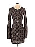 Lucca Couture Jacquard Marled Damask Brocade Graphic Gray Casual Dress Size S - photo 1
