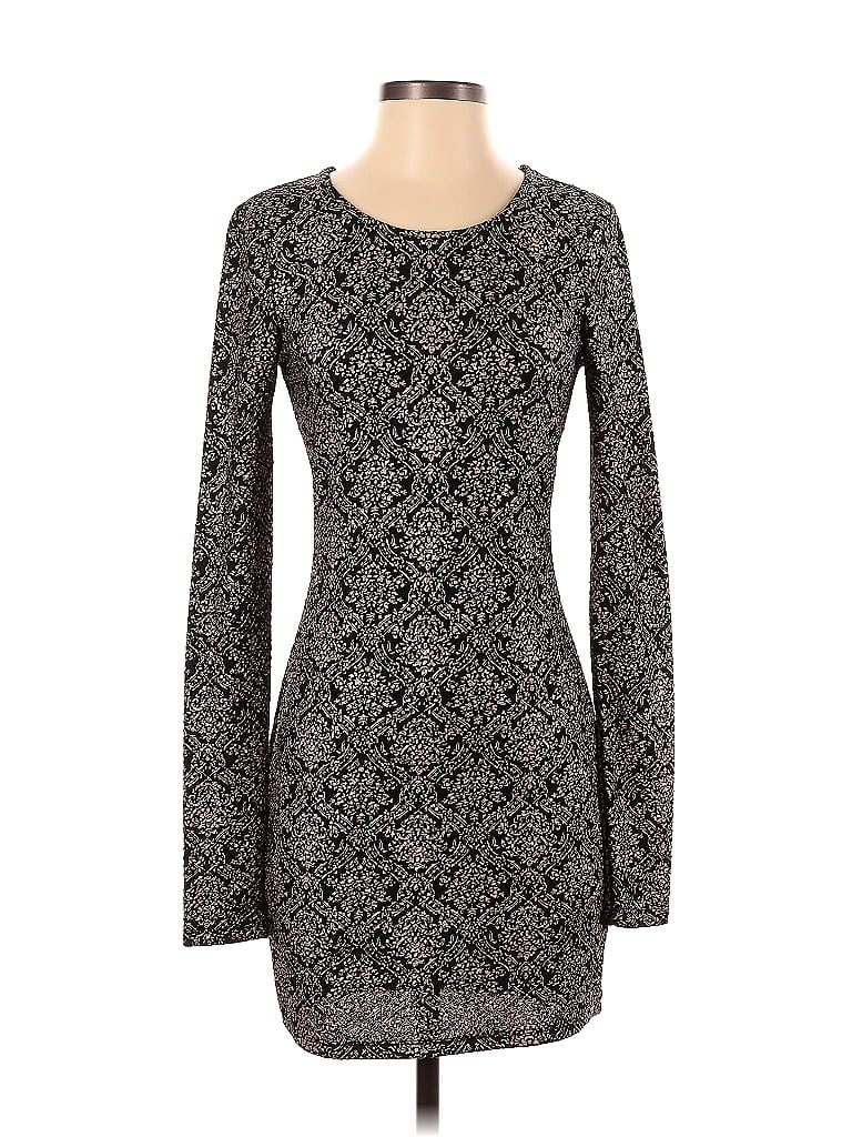 Lucca Couture Jacquard Marled Damask Brocade Graphic Gray Casual Dress Size S - photo 1