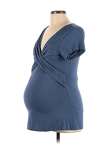 Kindred Bravely Blue Short Sleeve Top Size L (Maternity) - 52% off