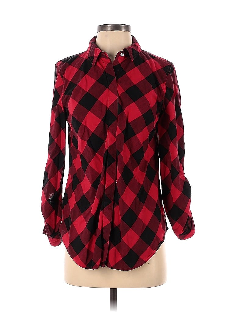 Pre-owned Crown & Ivy Long Sleeve Button Down Shirt In Red