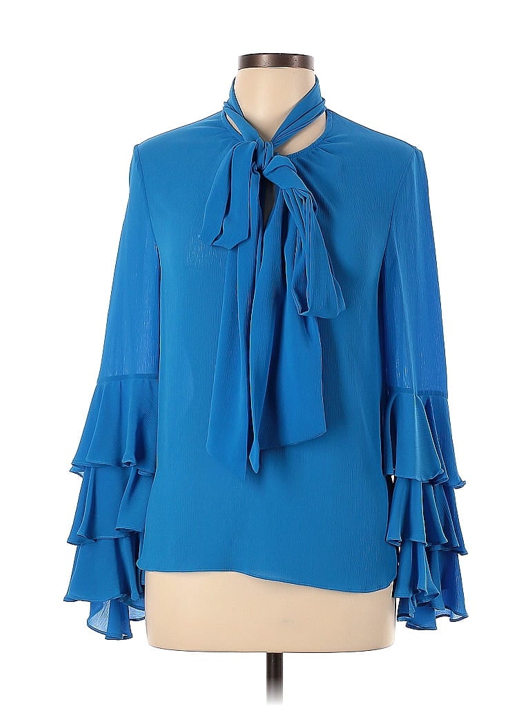 Pre-owned Prabal Gurung Collective Long Sleeve Blouse In Blue