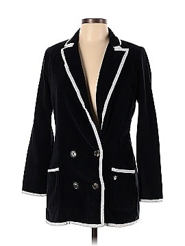 Bask Black Double Breasted Toweling Blazer (view 1)
