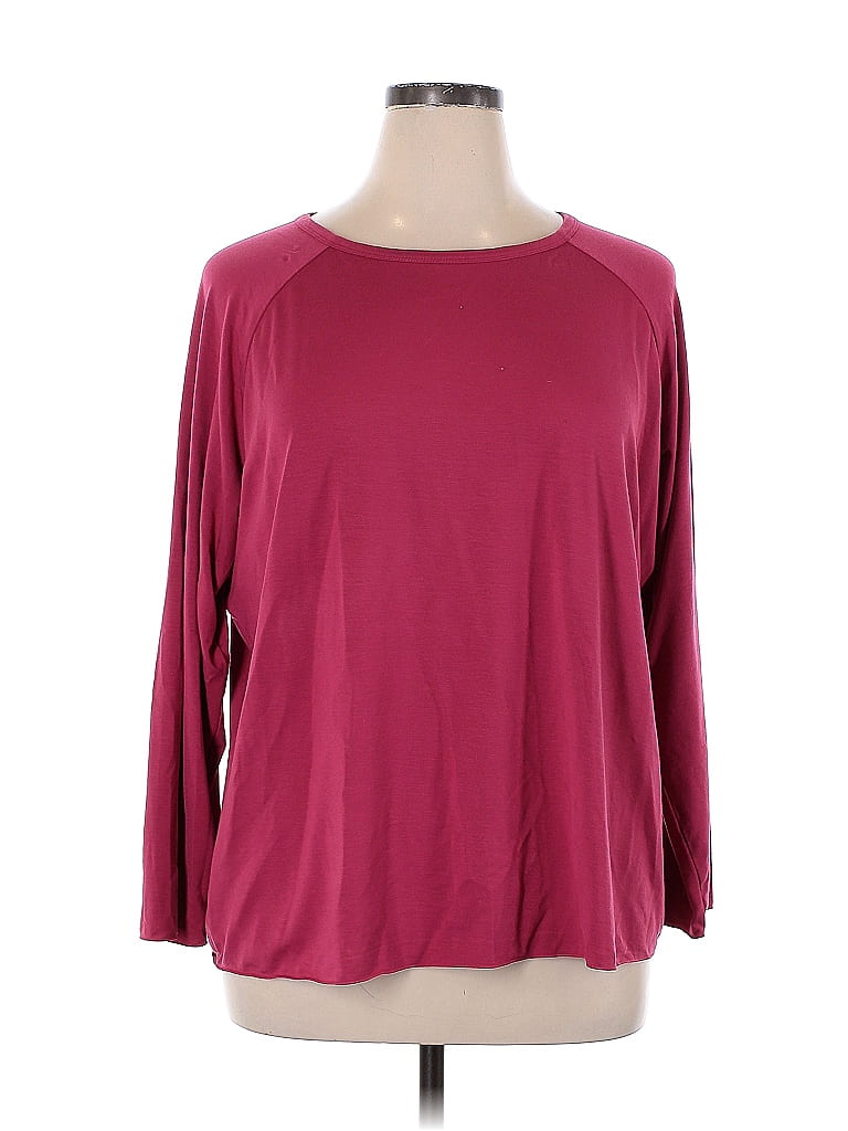 Charter Club Color Block Solid Pink Burgundy Long Sleeve T-Shirt Size ...