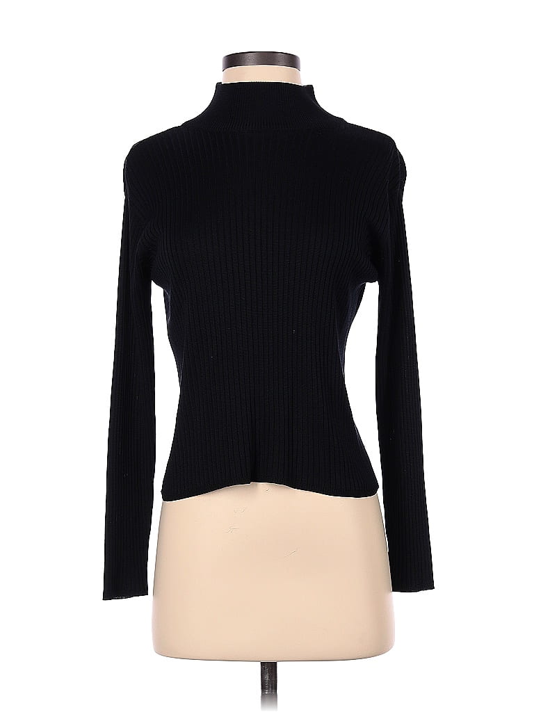 Talbots 100% Silk Color Block Solid Black Silk Pullover Sweater Size S ...