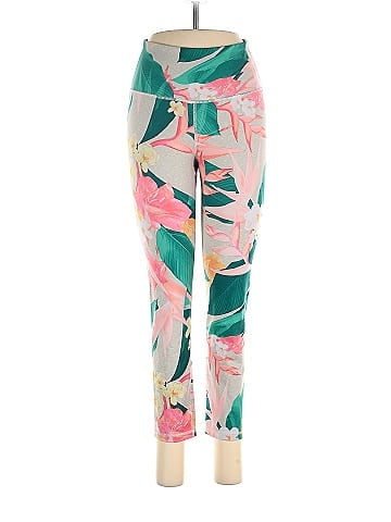 Active by Old Navy Floral Multi Color Pink Leggings Size M (Tall