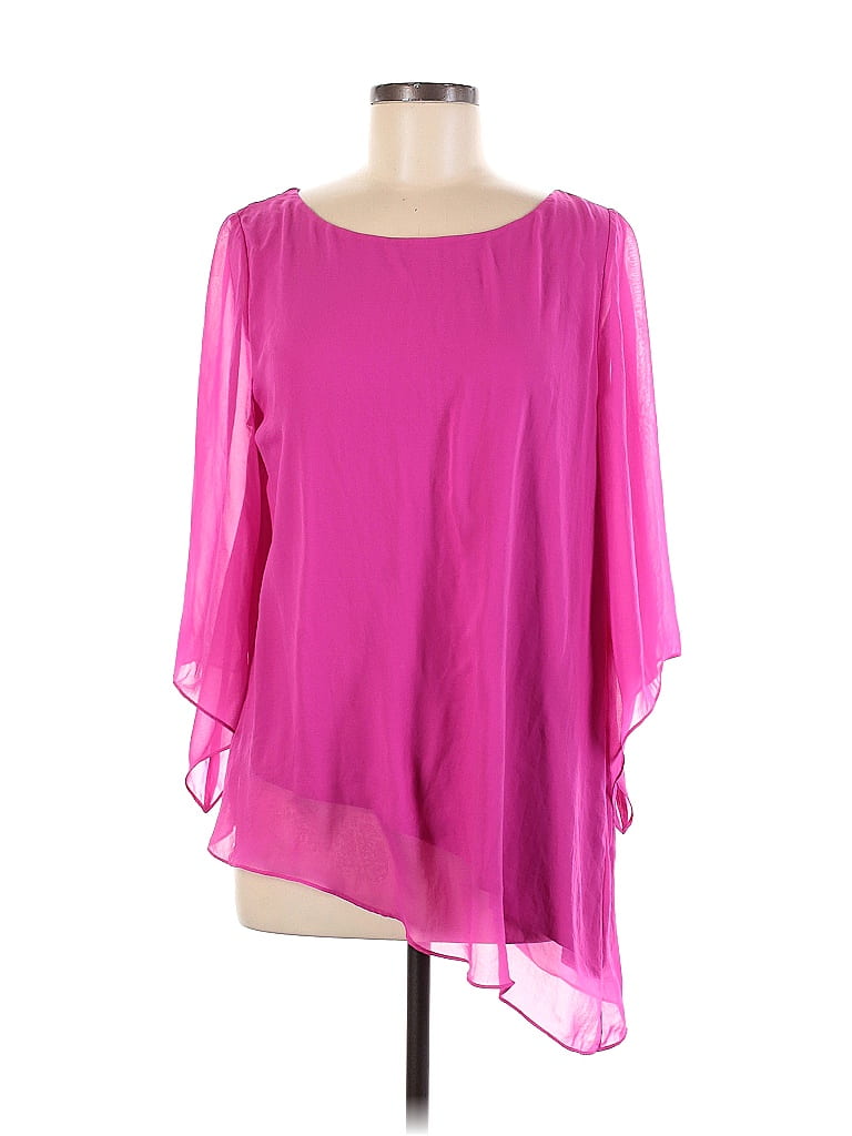 Chico's 100% Polyester Solid Pink Long Sleeve Blouse Size Med Petite (1 ...