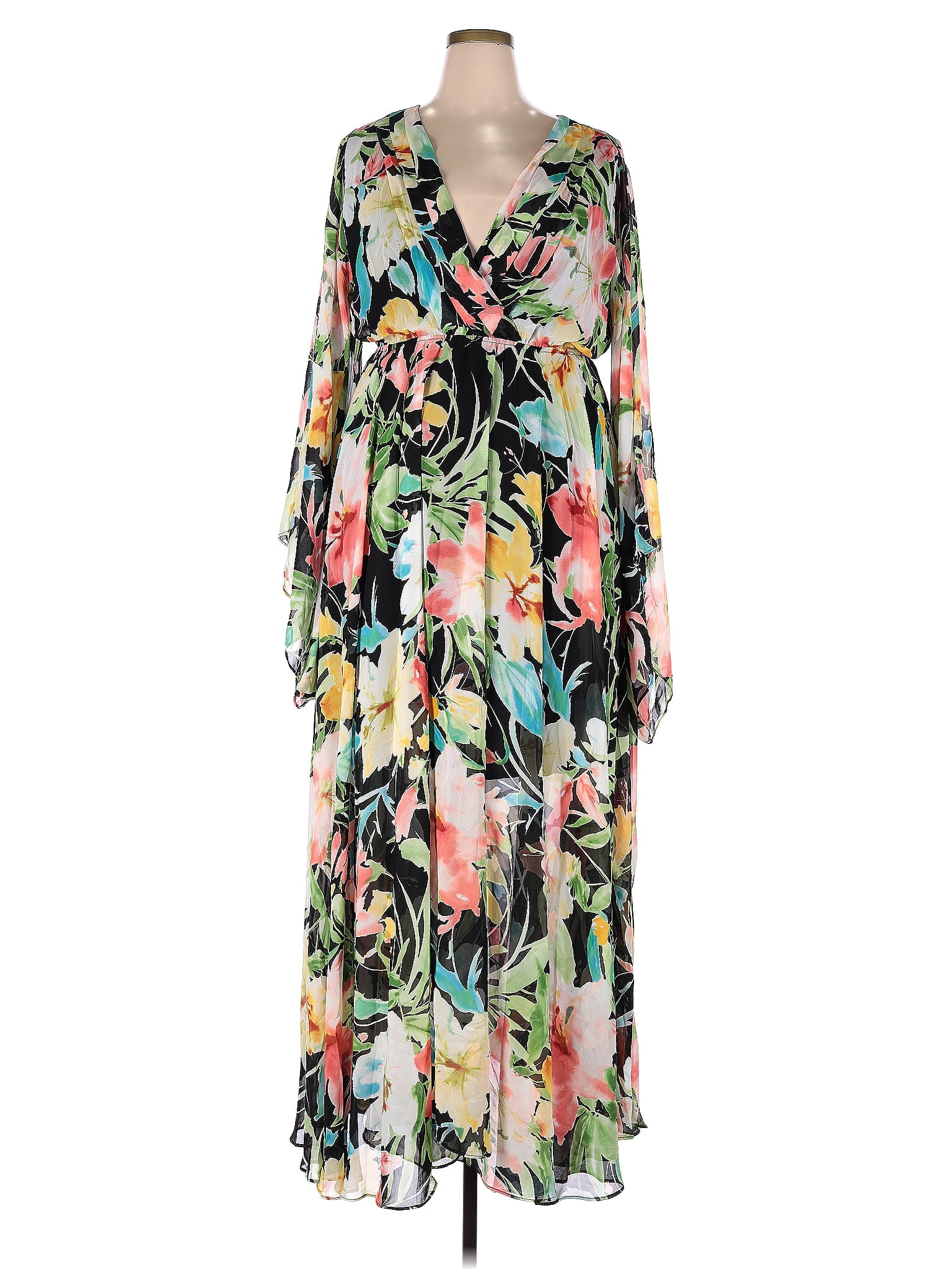 Meghan Los Angeles Floral Multi Color Green Casual Dress Size 2X (Plus ...