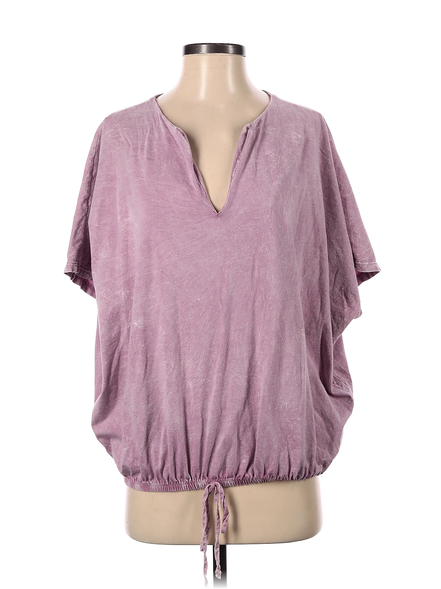 Long Sleeve Contrast Bow Blouse Purple Size Petite S main image 1
