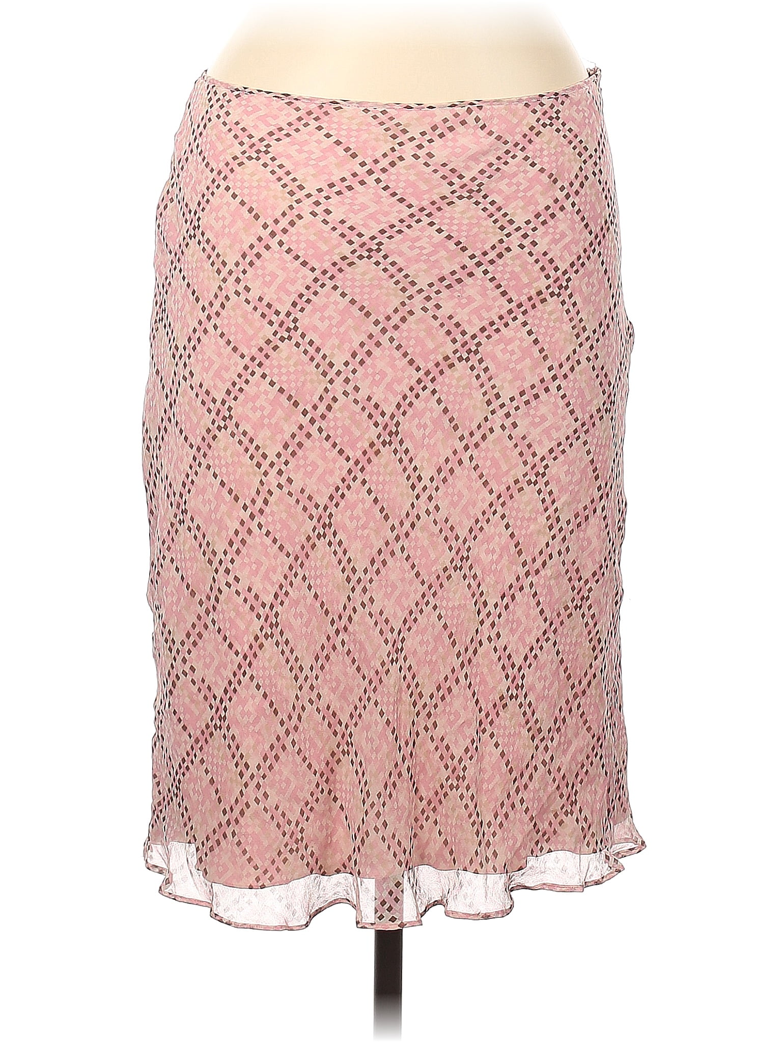 Jupe Midi Soie BCBGMAXAZRIA Taille L Marron – Coupe A, État Très Bon