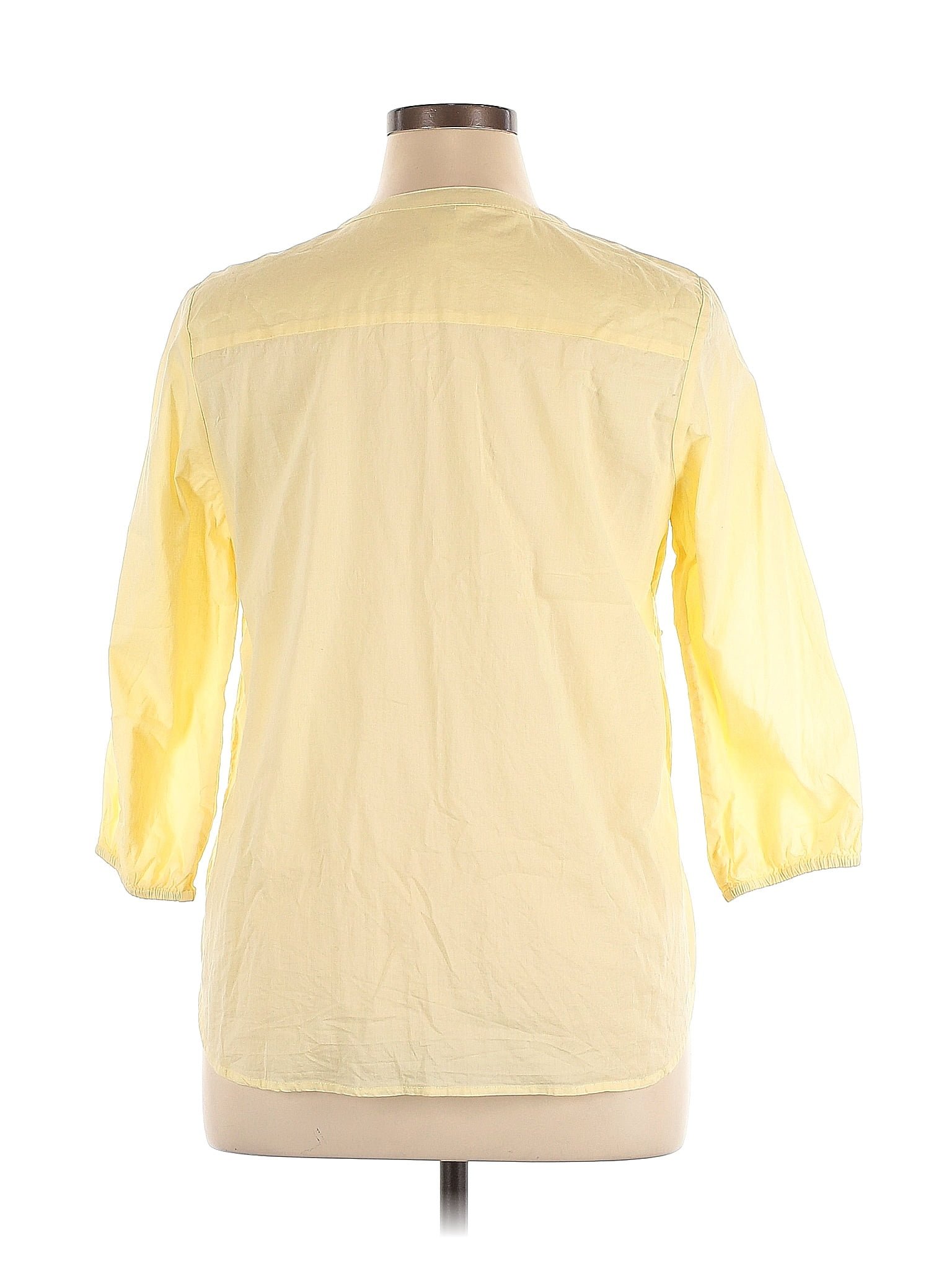 Intro 100% Cotton Floral Yellow Long Sleeve Blouse Size XL (Petite