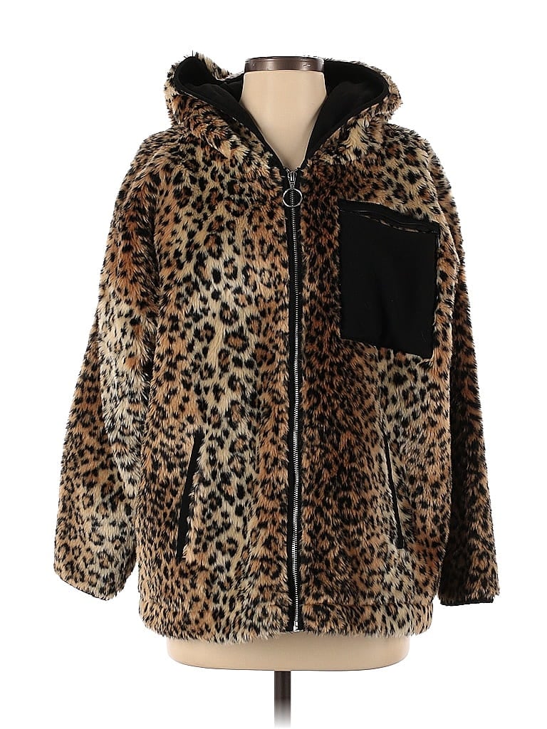 Capulet 100% Polyester Leopard Print Tortoise Animal Print Brown Alysia Faux Fur Jacket Size XS - photo 1