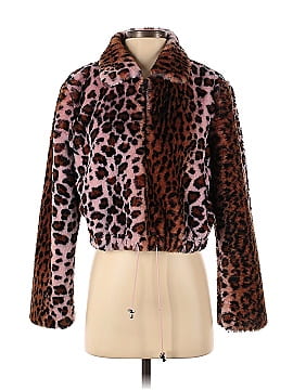 Kendall & Kylie Faux Fur Pink Leopard Jacket (view 1)