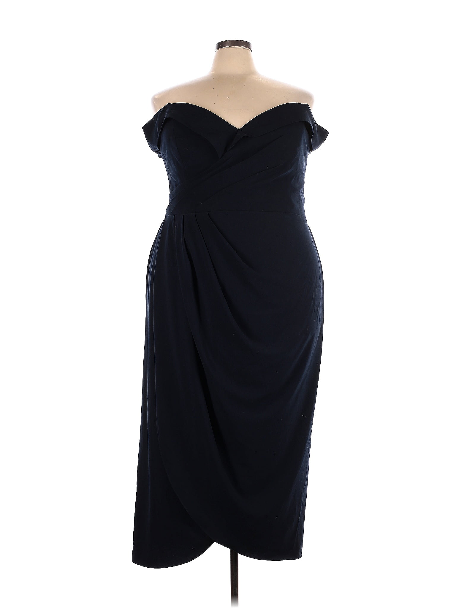 a-line scoop neck asymmetrical satin evening dress Xscape Women's Asymmetrical Neck Cap Sleeve Ruched High Slit Gown