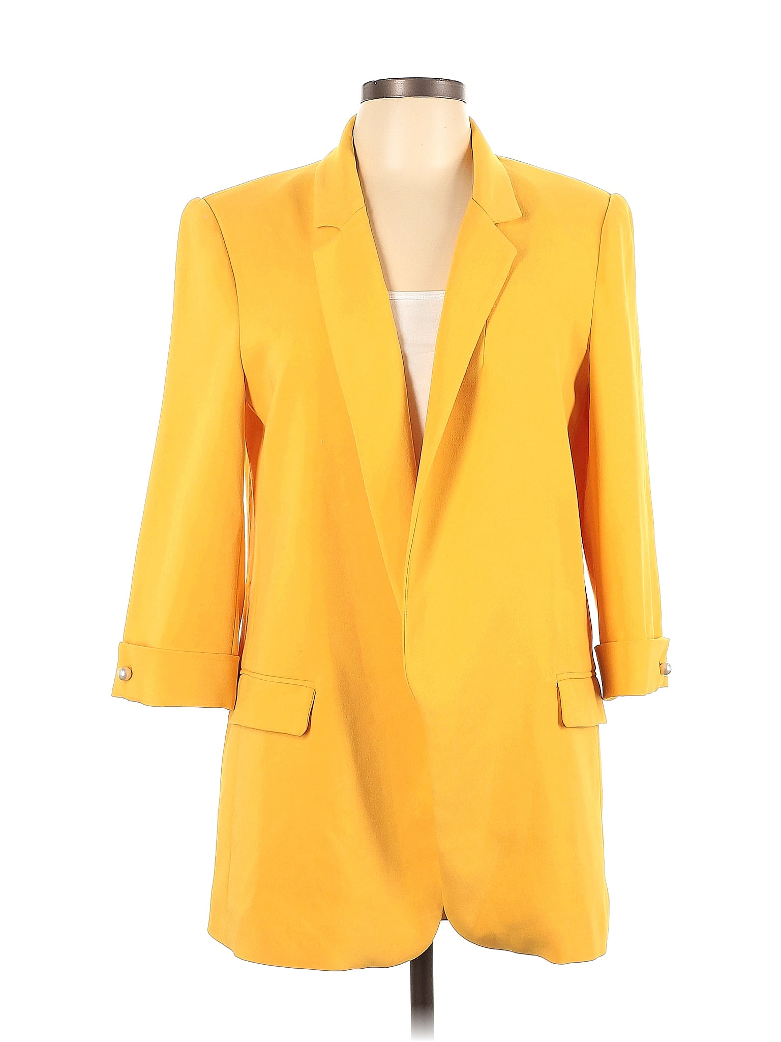 Zara Basic Solid Yellow Blazer Size L 53 Off Thredup