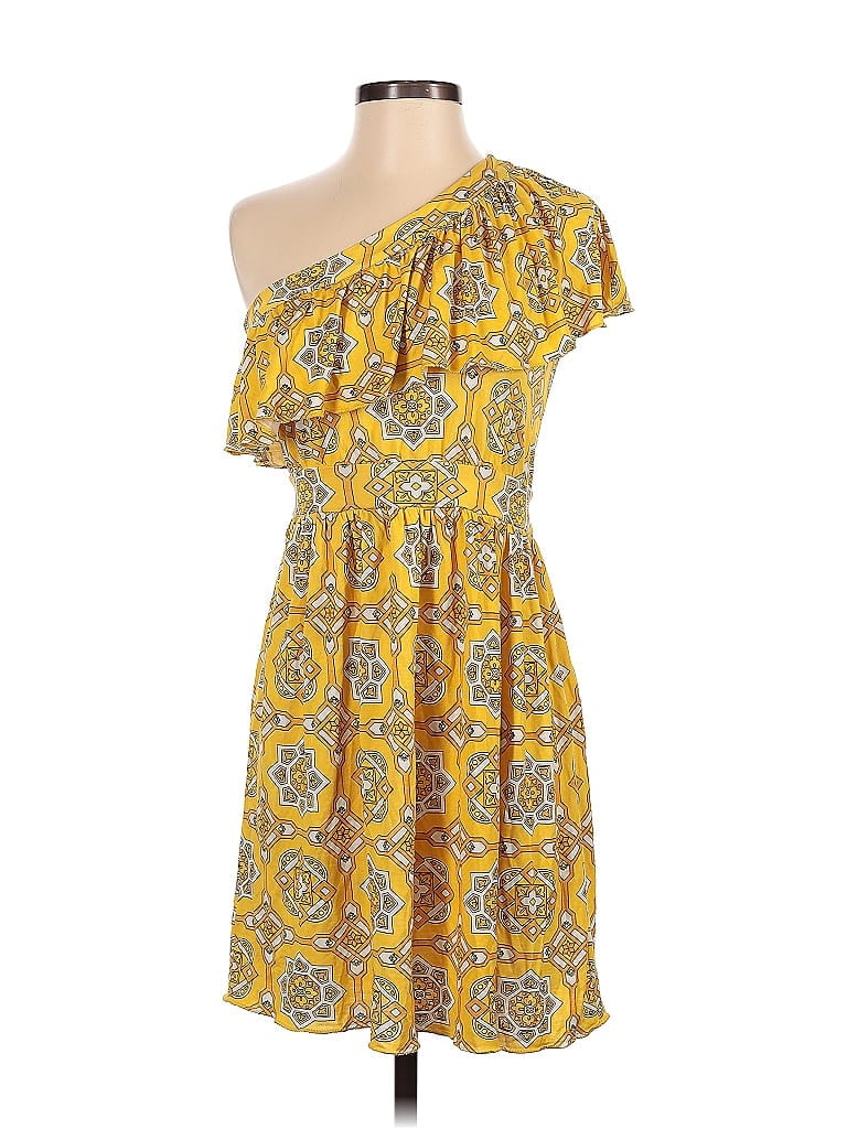 Juicy Couture Floral Motif Paisley Baroque Print Yellow Casual Dress Size P - photo 1