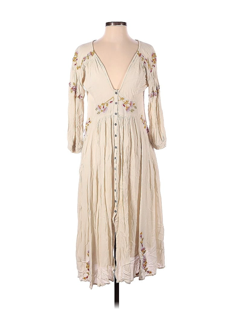 Free People 100% Rayon Ivory Casual Dress Size S - 59% off | ThredUp