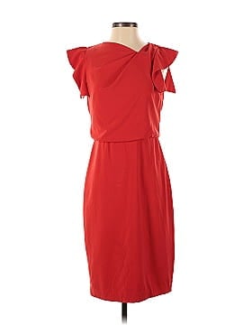 Halston Red Asymmetric Neck Dress (view 1)