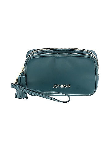 Joy Iman 100 Leather Solid Teal Leather Wristlet One Size 68