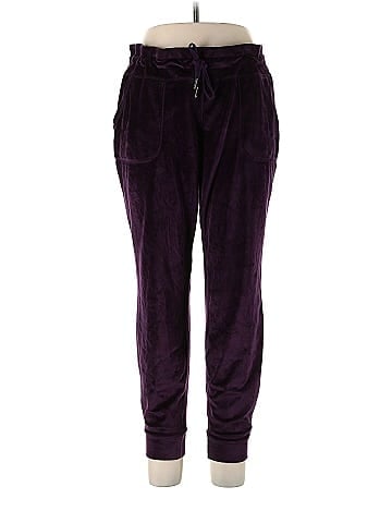 32 Degrees Solid Purple Velour Pants Size L - 77% off