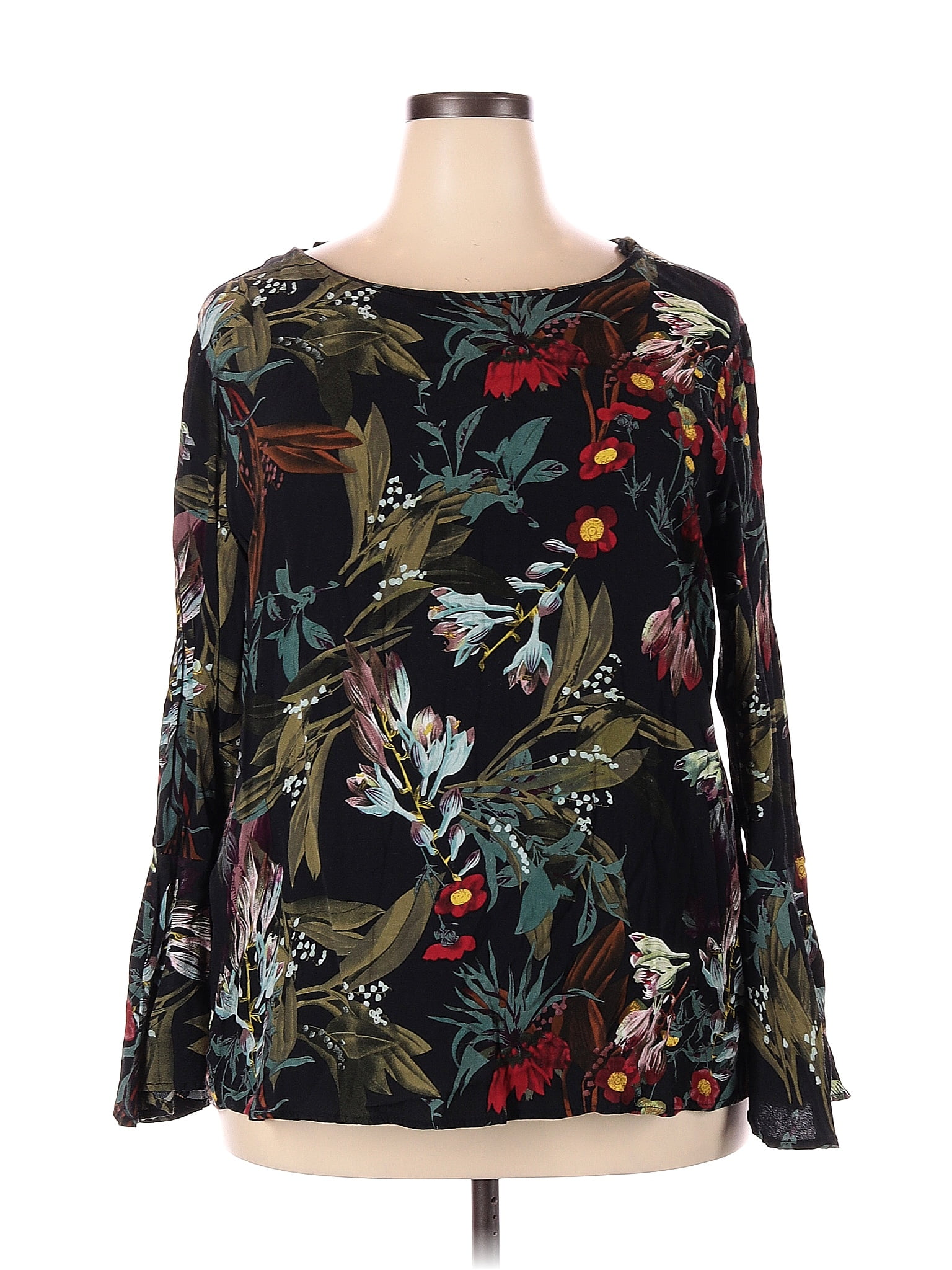 Top Vintage Cop Copine Blanc à Motifs Feuilles Et Volants - Taille 36 En Viscose/coton