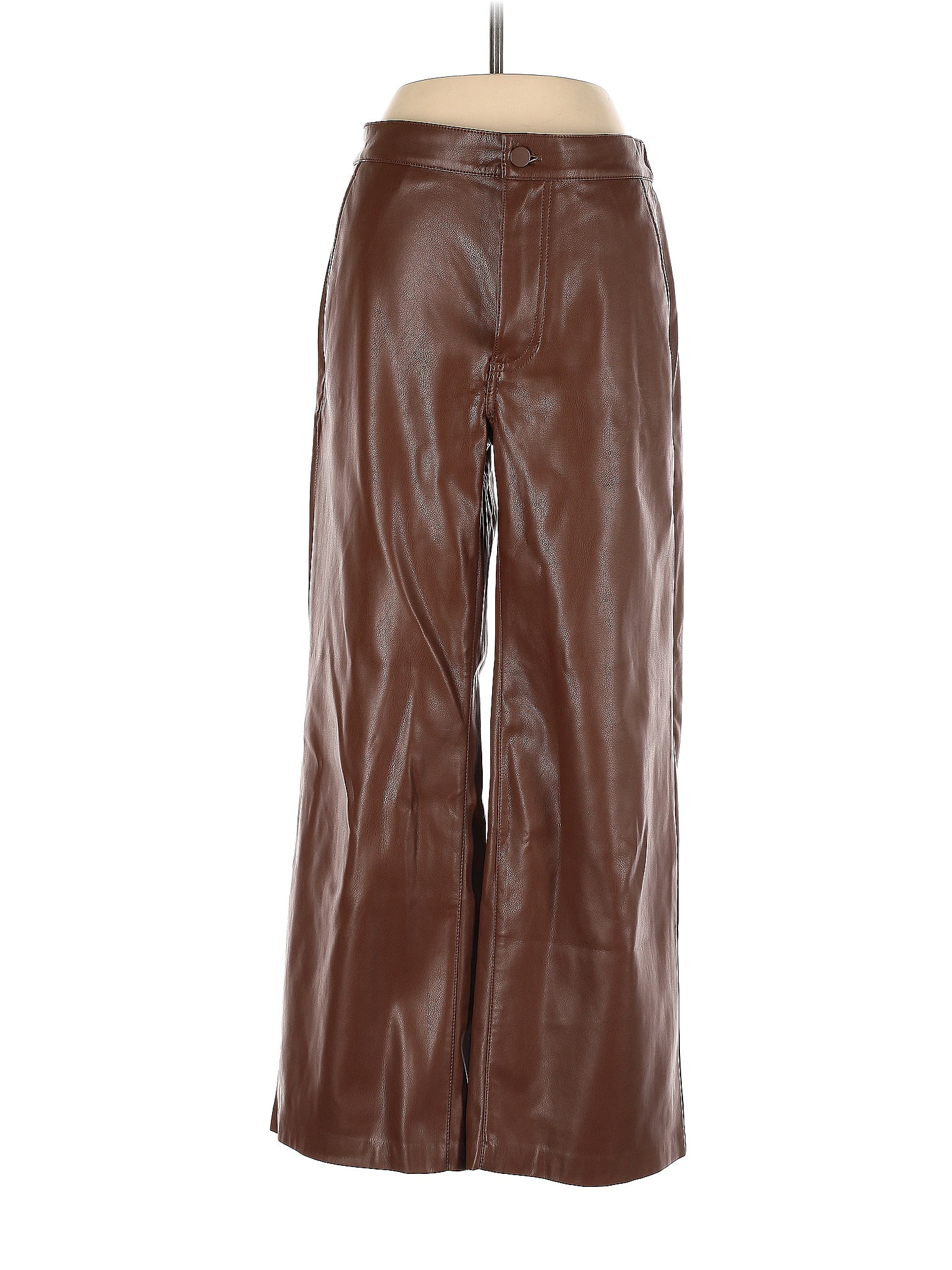 OAK + FORT 100% Polyurethane Solid Brown Faux Leather Pants Size S - 68 ...