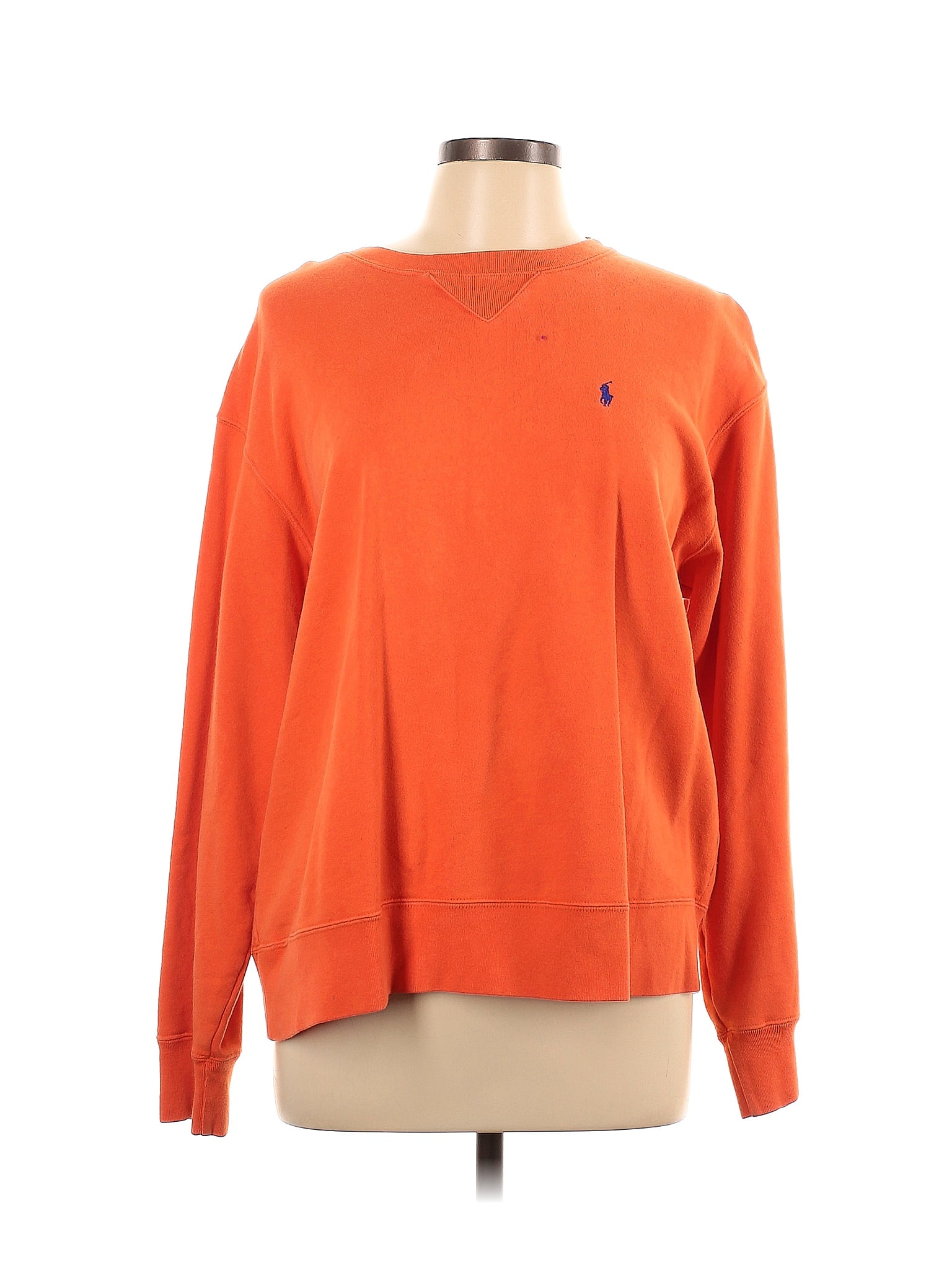 Ralph By Ralph Lauren 100 Cotton Color Block Solid Burnt Orange Orange Pullover Sweater Size L 2363