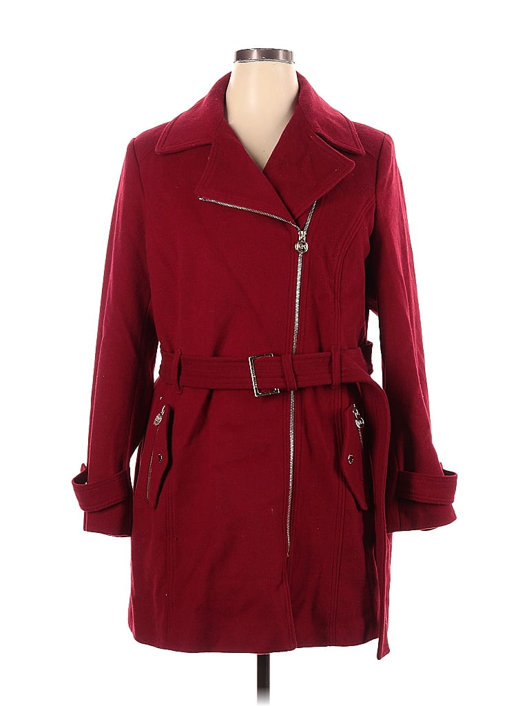 MICHAEL Michael Kors Solid Maroon Burgundy Wool Coat Size XL - 67% off ...