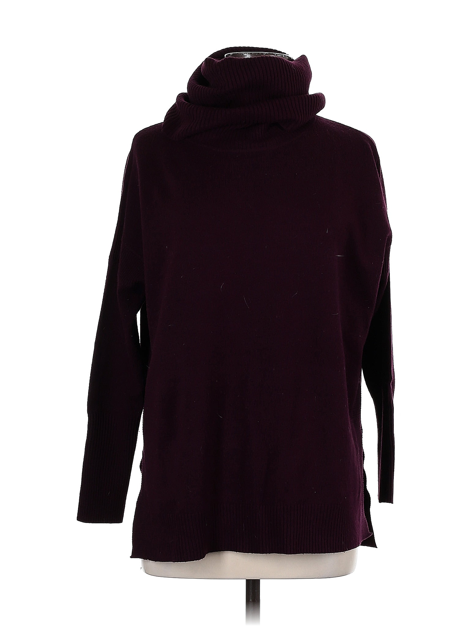 French Connection Color Block Solid Purple Burgundy Turtleneck Sweater ...