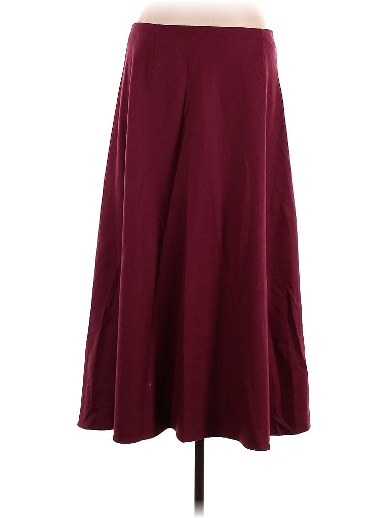 Boden 100 Polyester Solid Maroon Burgundy Casual Skirt Size 12 67