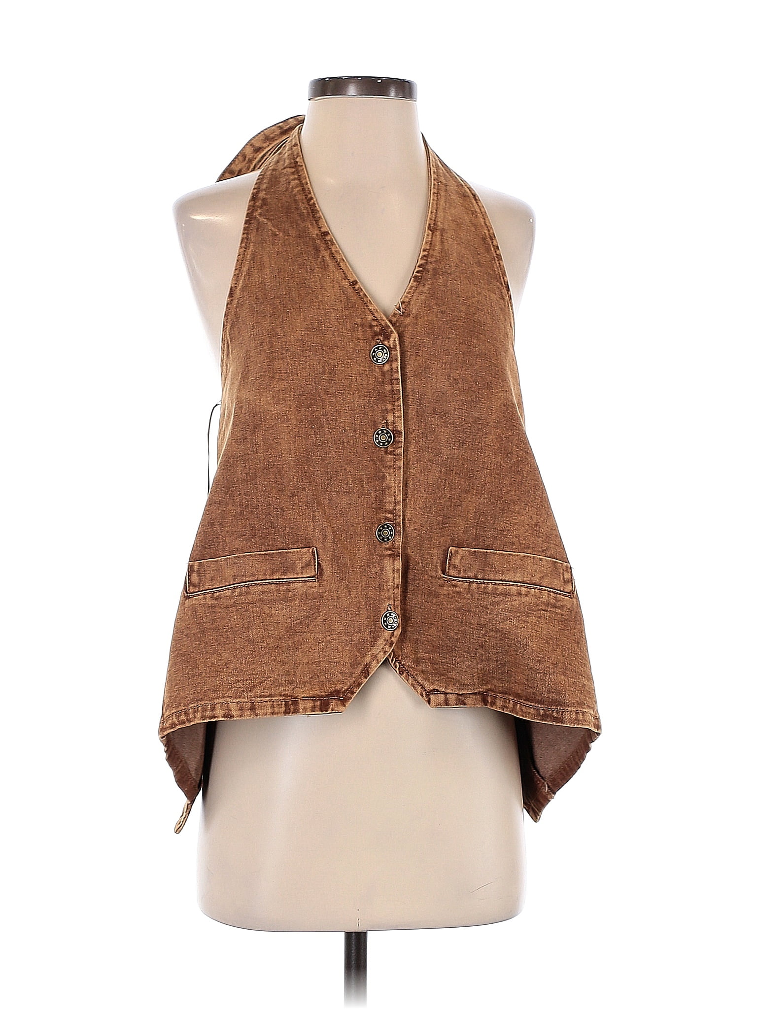 Lioness Solid Brown Tuxedo Vest Size XS - 56% off | thredUP