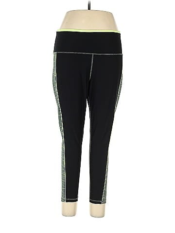 Xersion Solid Black Green Leggings Size XL - 36% off