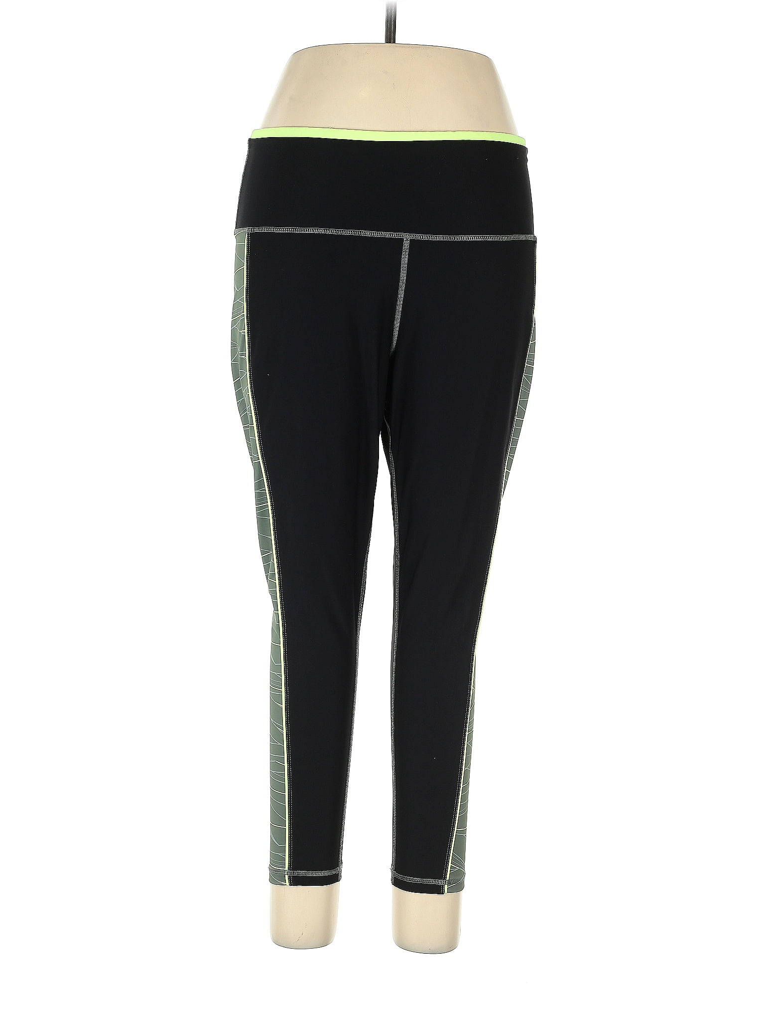 Xersion Solid Black Green Leggings Size XL - 36% off