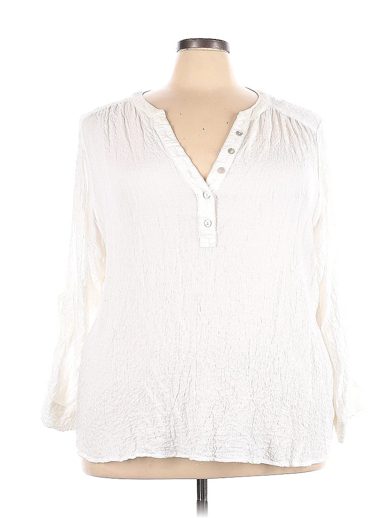 Jane and Delancey White Long Sleeve Blouse Size 3X (Plus) - 54% off ...