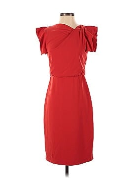 Halston Red Asymmetric Neck Dress (view 1)