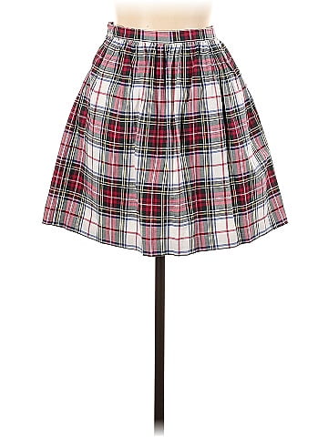 Lands end outlet red plaid skirt