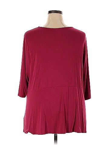 J.Jill Solid Burgundy Long Sleeve Blouse Size 3X (Plus) - 70% off