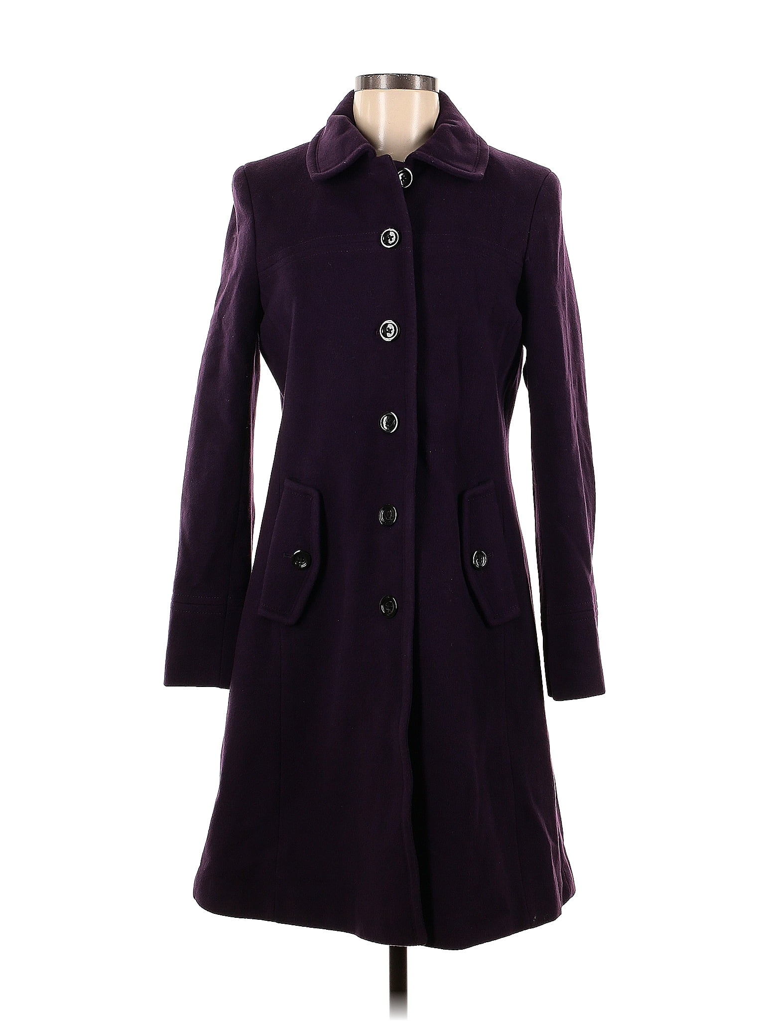 Lands' End Solid Purple Wool Coat Size 8 - 68% off | thredUP