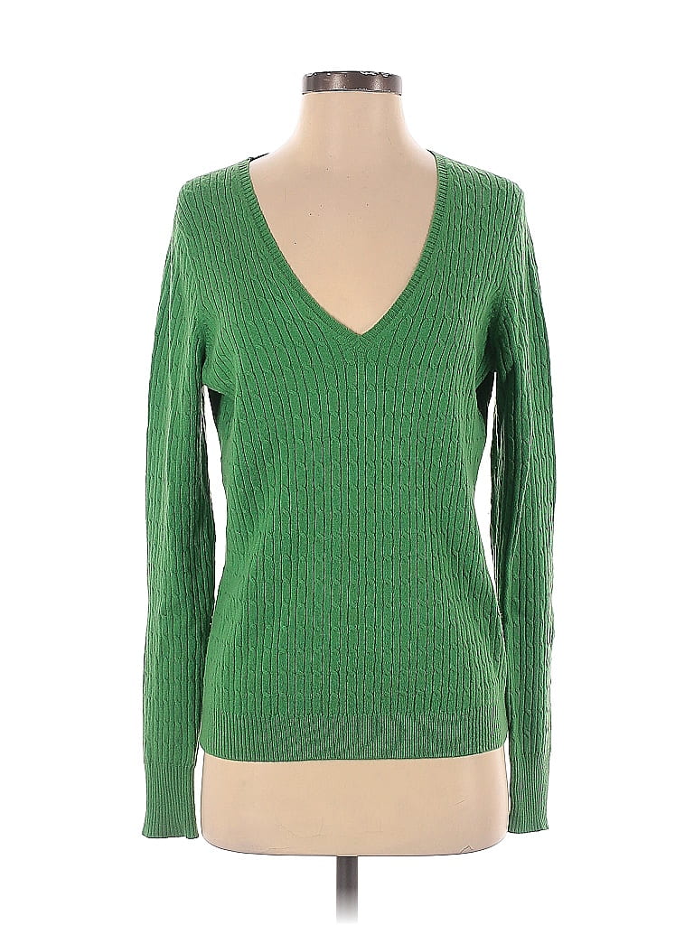 J.Crew Factory Store Color Block Solid Green Wool Pullover Sweater Size ...