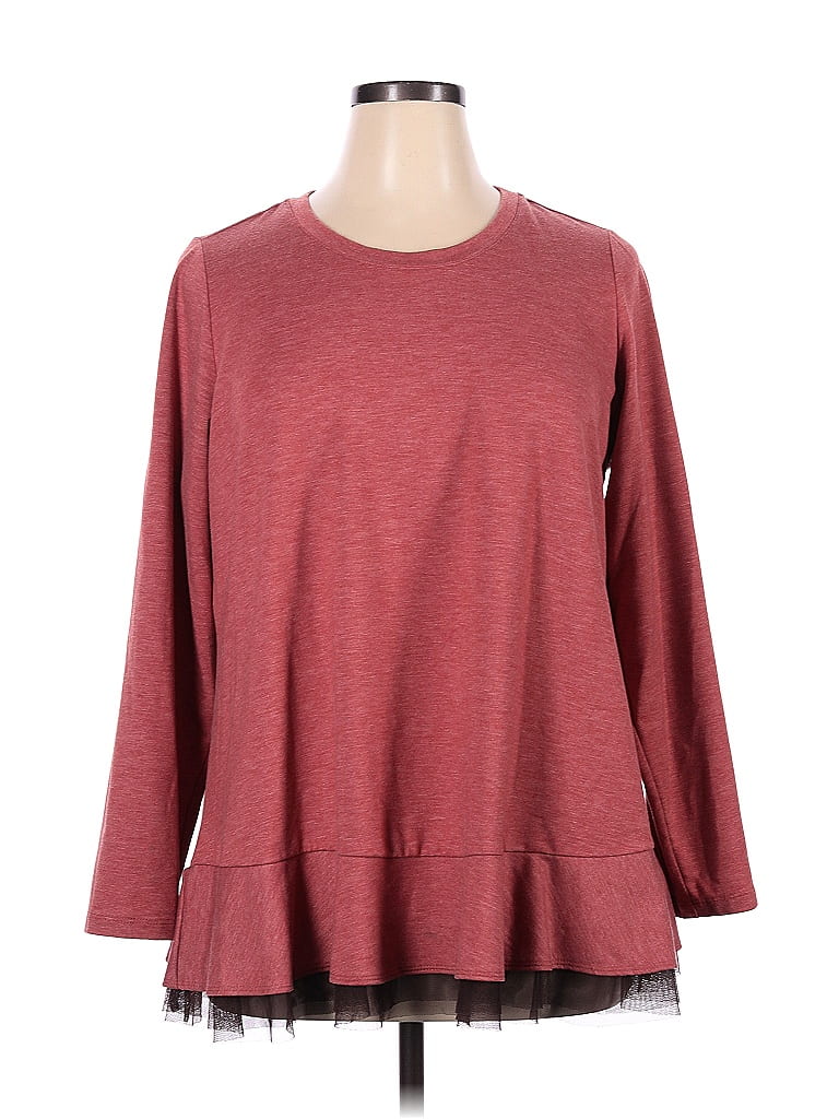 Logo By Lori Goldstein Marled Burgundy Long Sleeve Top Size 1x Plus