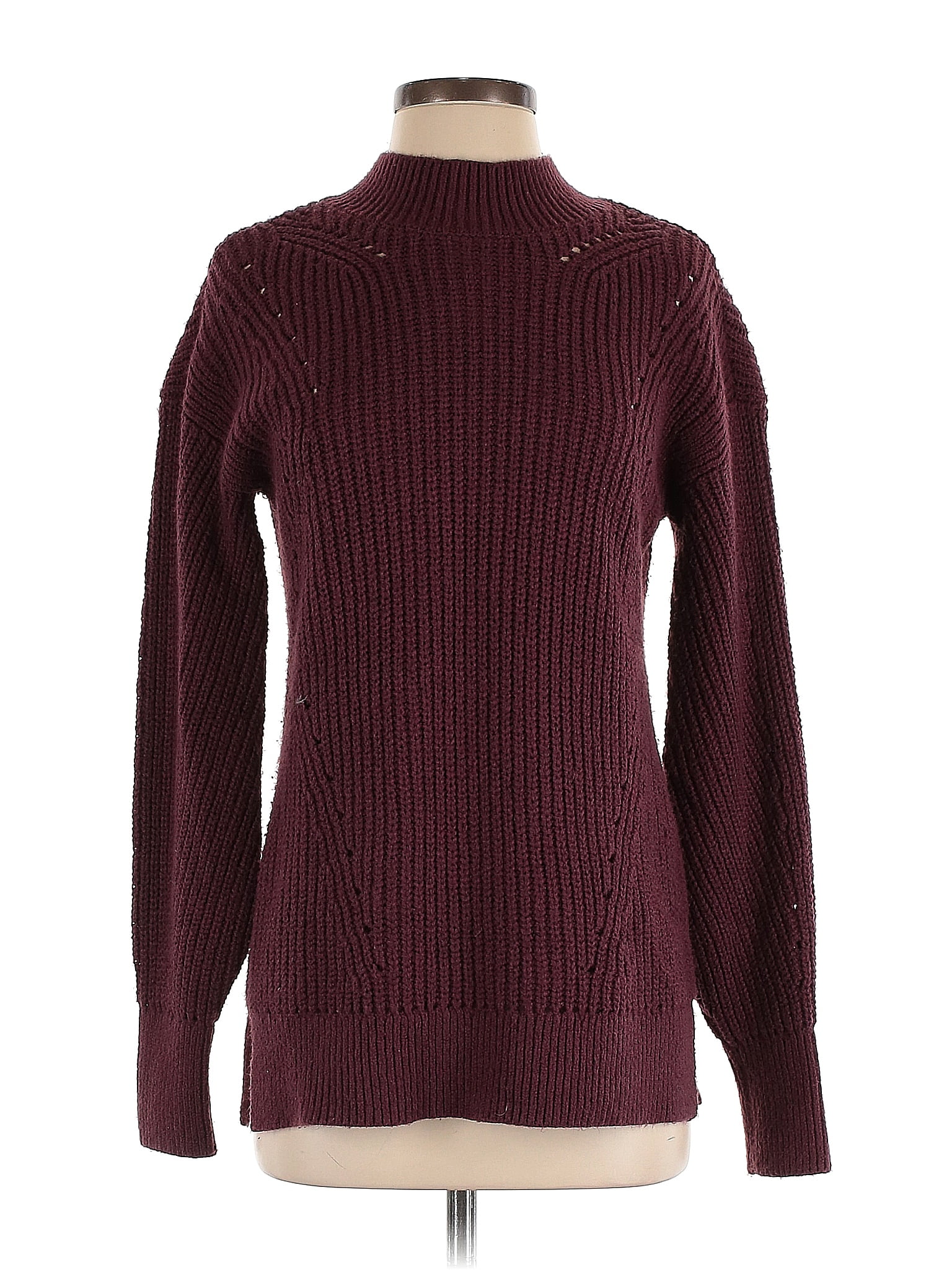 Abercrombie & Fitch Color Block Solid Burgundy Turtleneck Sweater Size ...