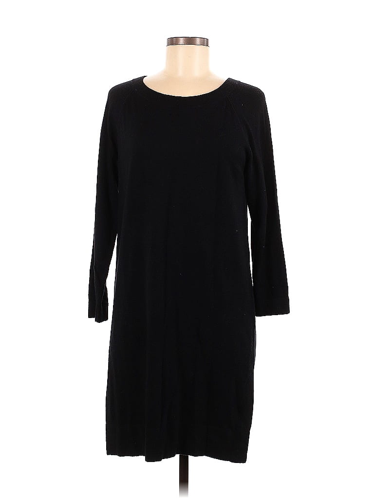 J Crew Solid Black Long Sleeve Button Cuff Accent Dress in 365 Crepe Size 10