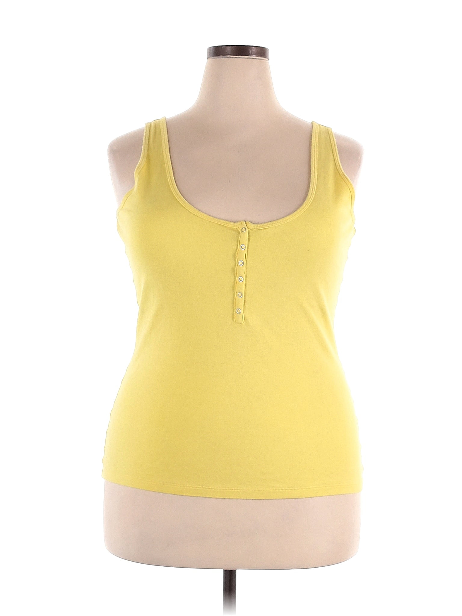 Magellan Sportswear 100 Cotton Solid Yellow Tank Top Size XXL 53